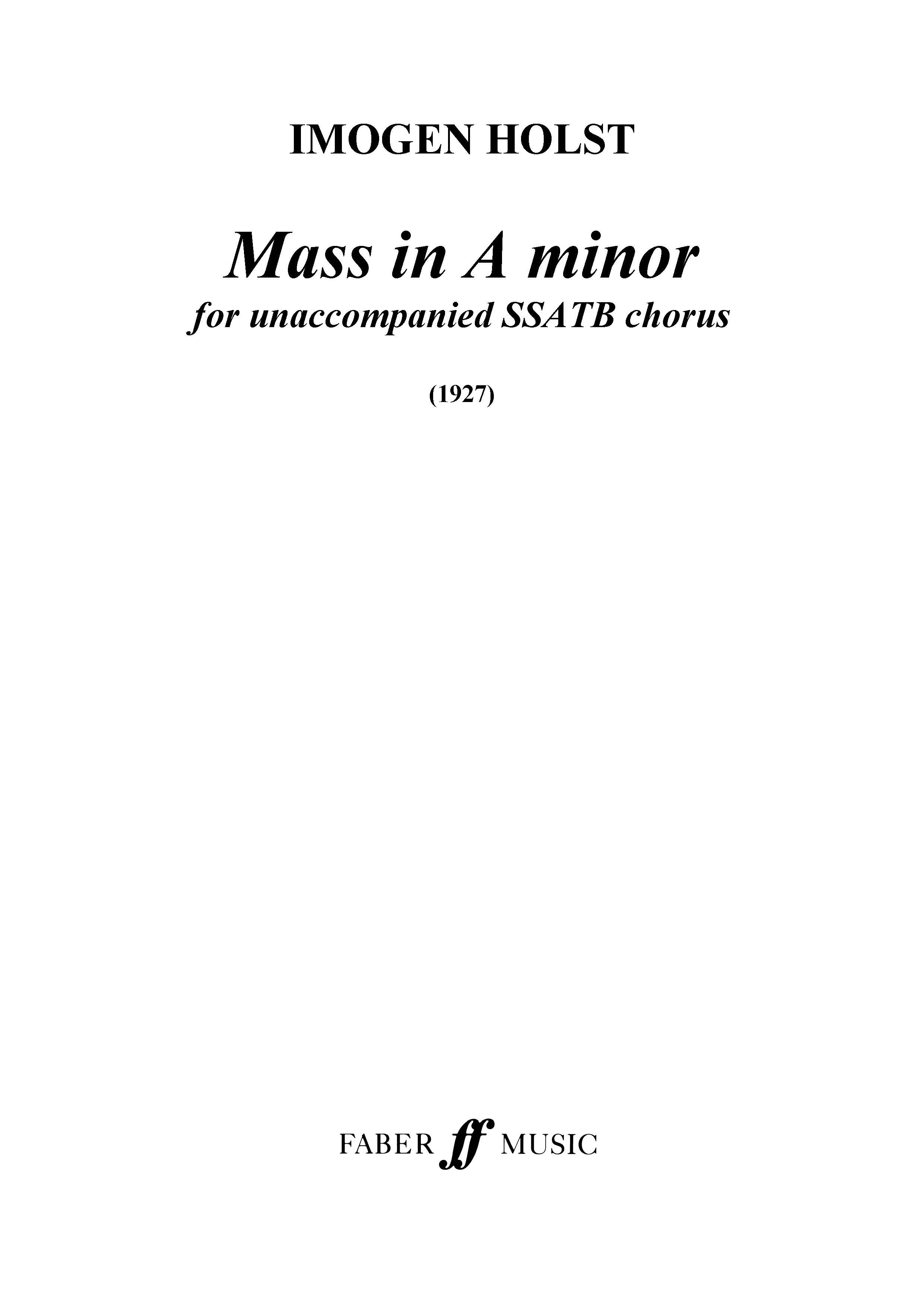 Mass In A Minor - SATB Full Score (Digital Download)