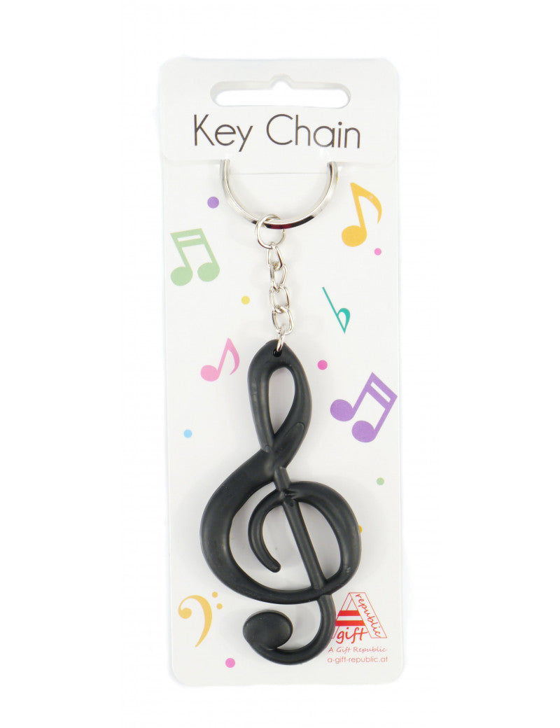 Treble Clef Keyring Black Rubber