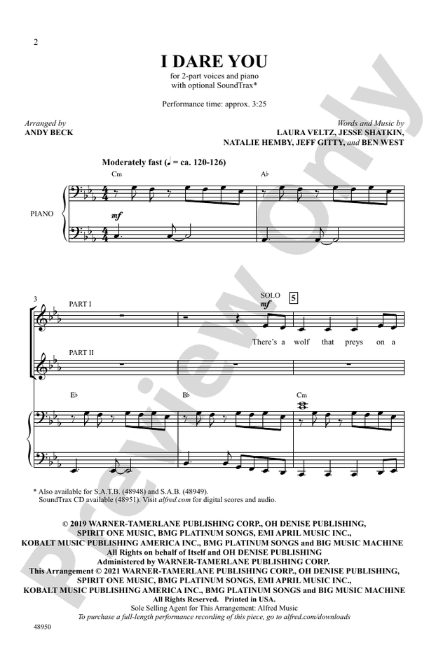 I Dare You – 2-Part Choral Octavo (Digital Download)