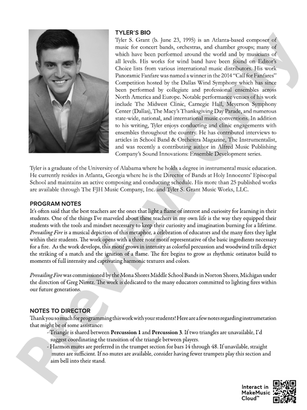 Prevailing Fire - Concert Band Conductor Score & Parts (Digital Download)