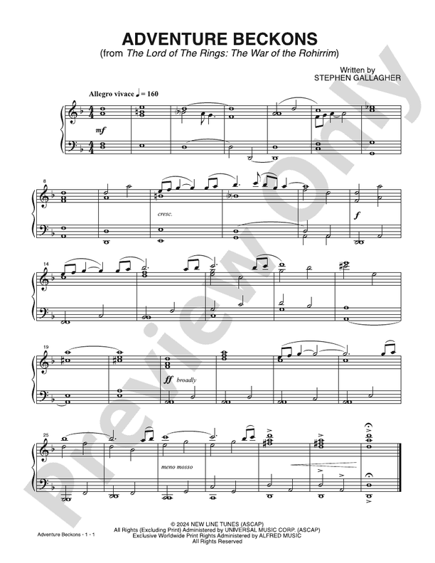 Adventure Beckons (from The Lord of The Rings: The War of The Rohirrim) - Easy Piano (Digital Download)