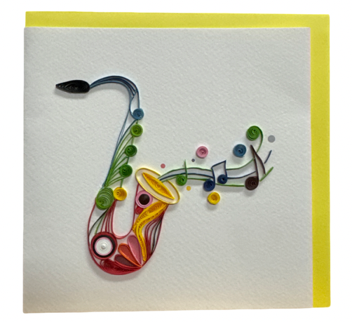 Greeting Card - Quilled Saxophone