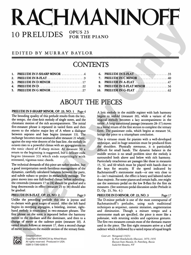 Rachmaninoff - Preludes, Opus 23 - Piano (Digital Download)
