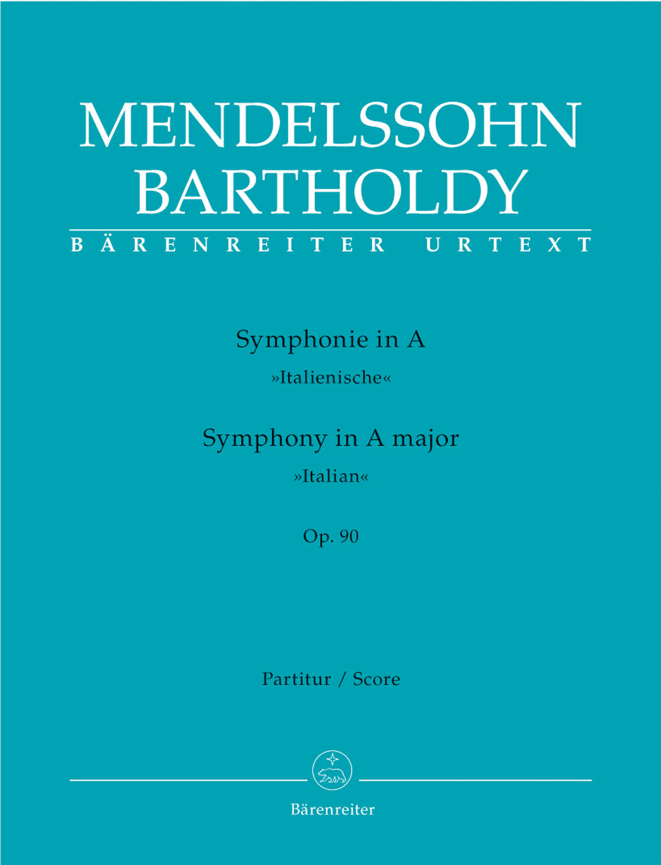 Symphony in A Major Op 90 Italian Full Score Orchestra Mendelssohn Felix Ed Hogwood Christopher