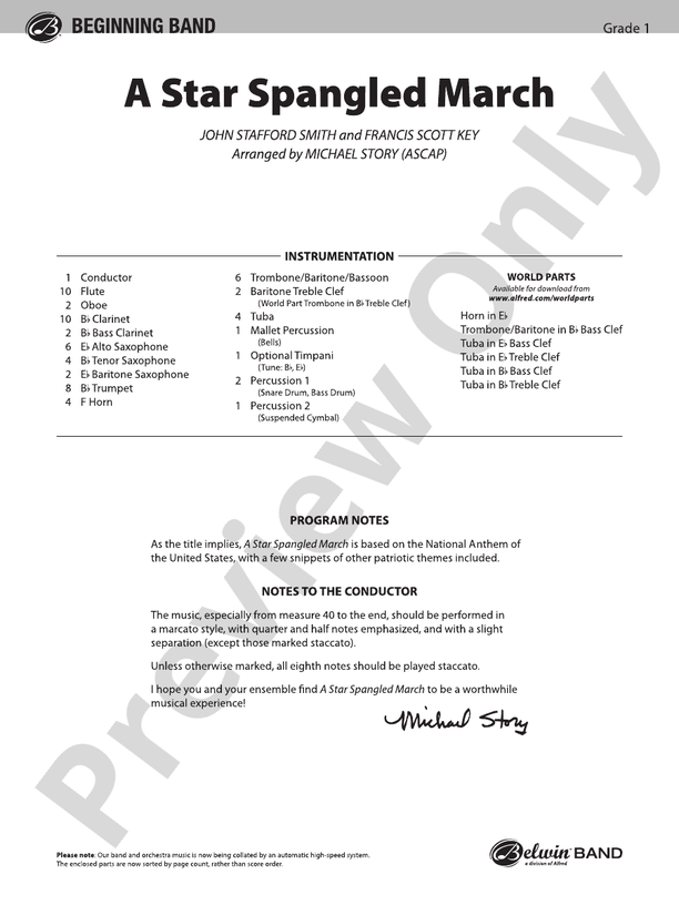 A Star Spangled March - Concert Band Conductor Score & Parts (Digital Download)