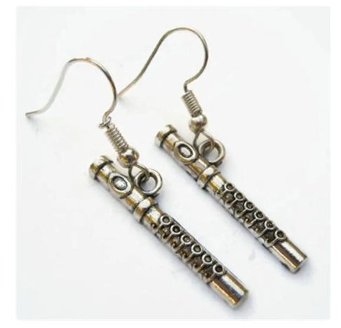 Silver Plated Drop Flute Earrings