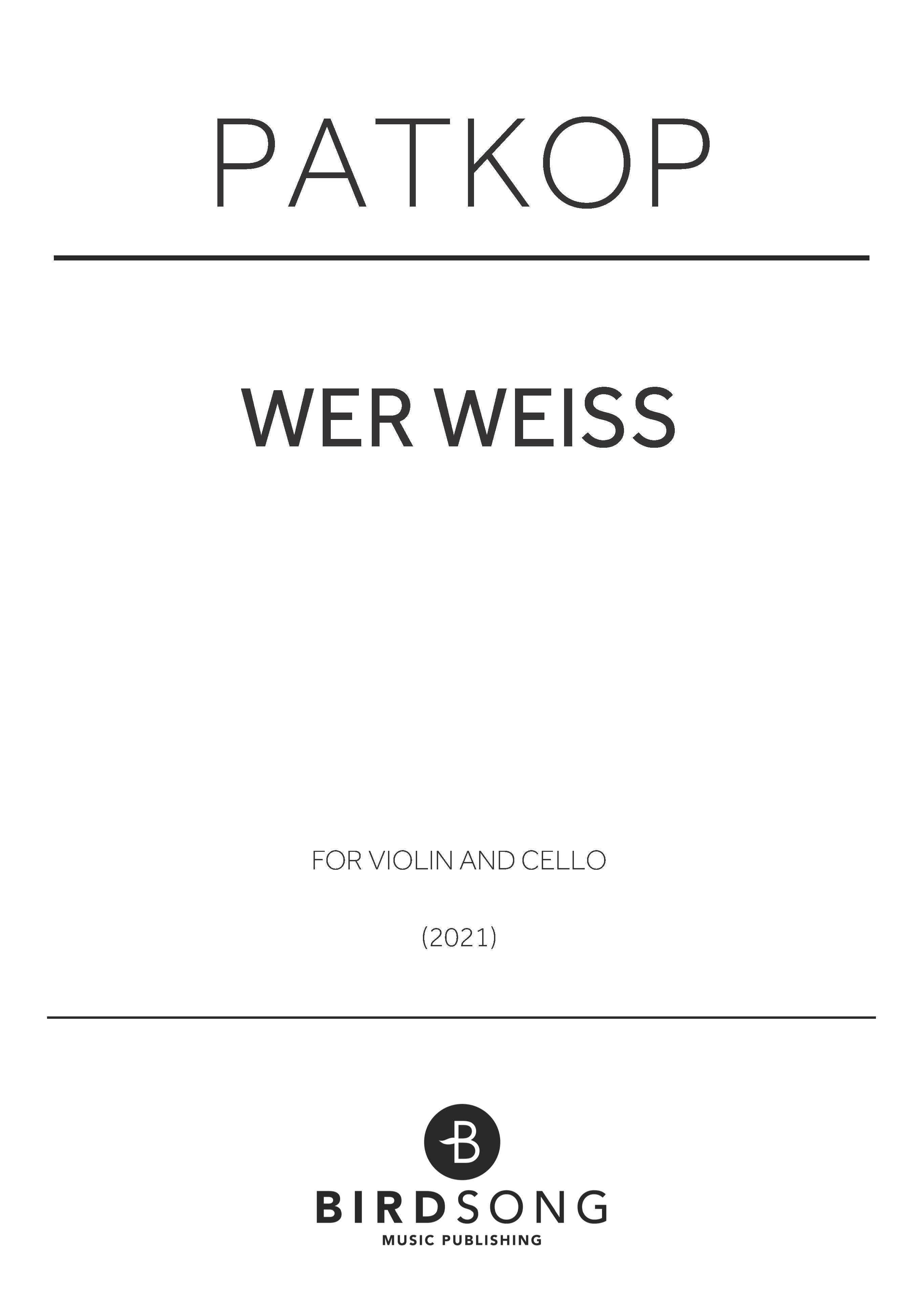 wer weiss - Violin, Cello Duet (Digital Download)
