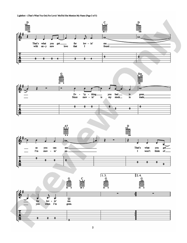 (That's What You Get) For Lovin' Me/Did She Mention My Name - Easy Guitar (Digital Download)
