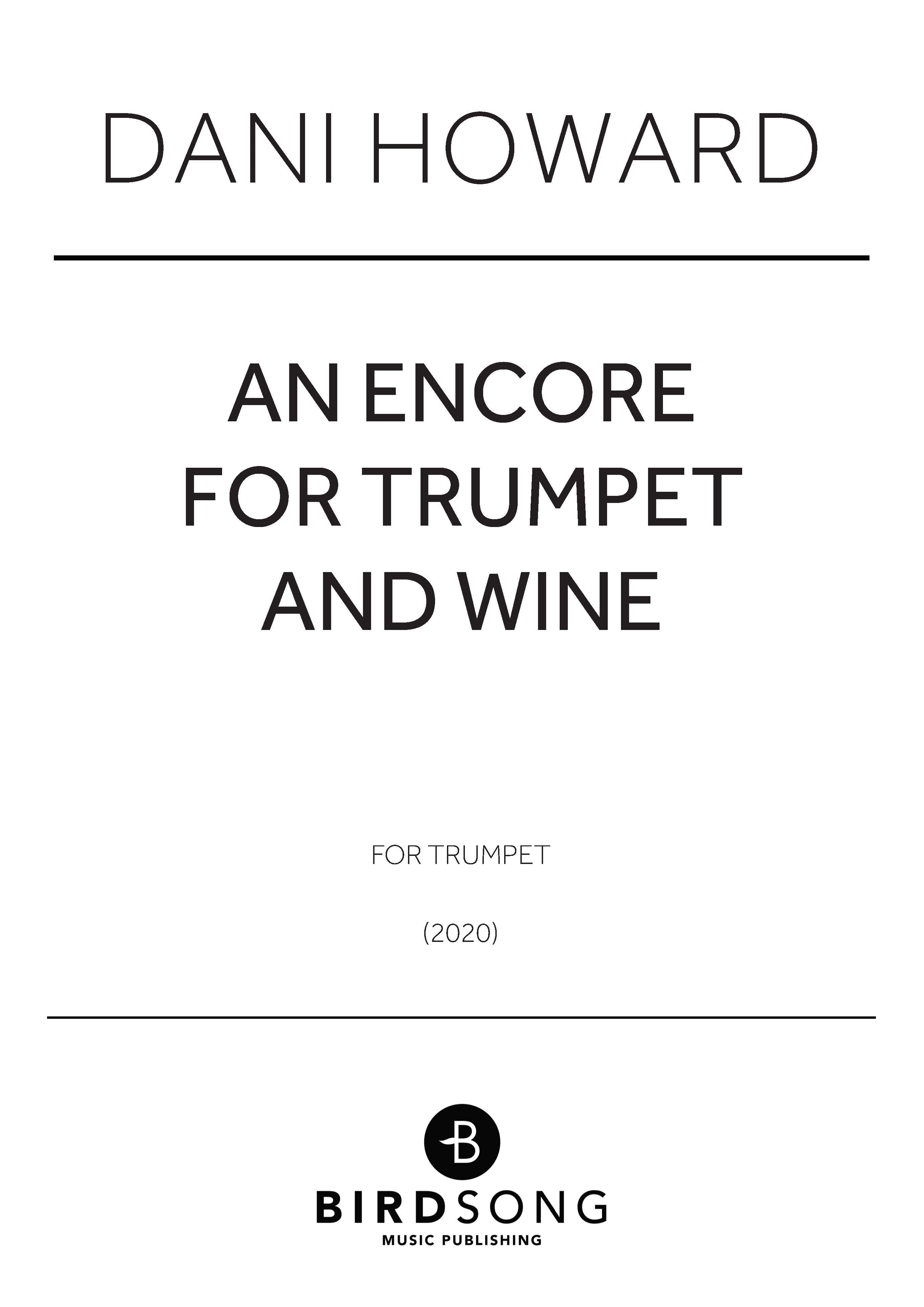 An Encore for Trumpet and Wine - Dani Howard - Trumpet (Digital Download)