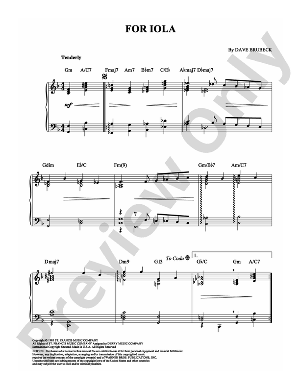 For Iola - Piano (Digital Download)