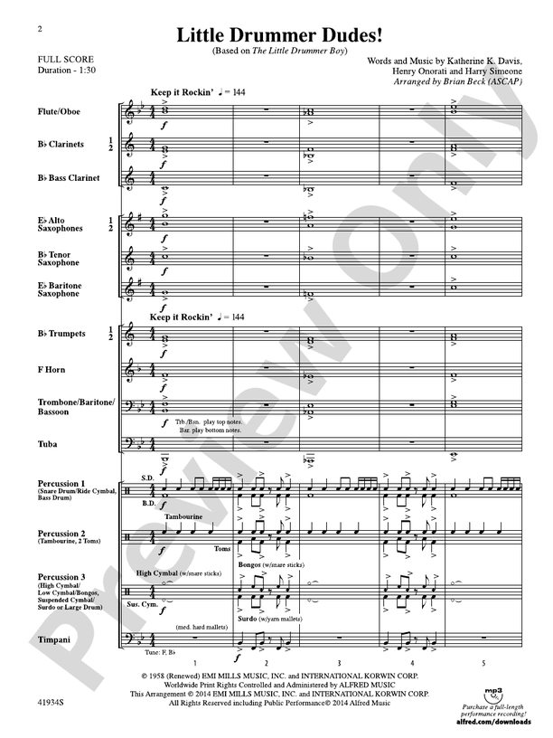 Little Drummer Dudes! - Concert Band Conductor Score & Parts (Digital Download)
