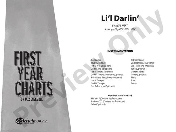 Li'l Darlin' (Grade 1.5) - Jazz Ensemble Conductor Score & Parts (Digital Download)