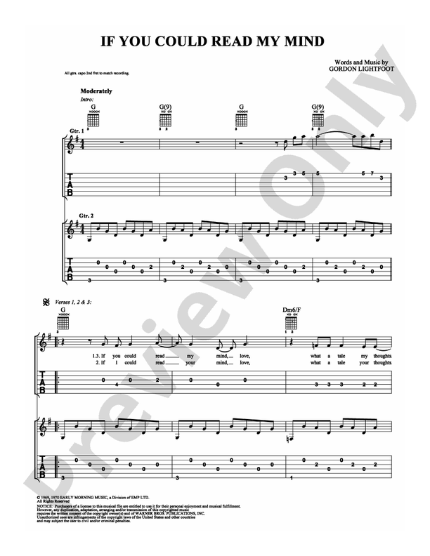If You Could Read My Mind - Easy Guitar (Digital Download)