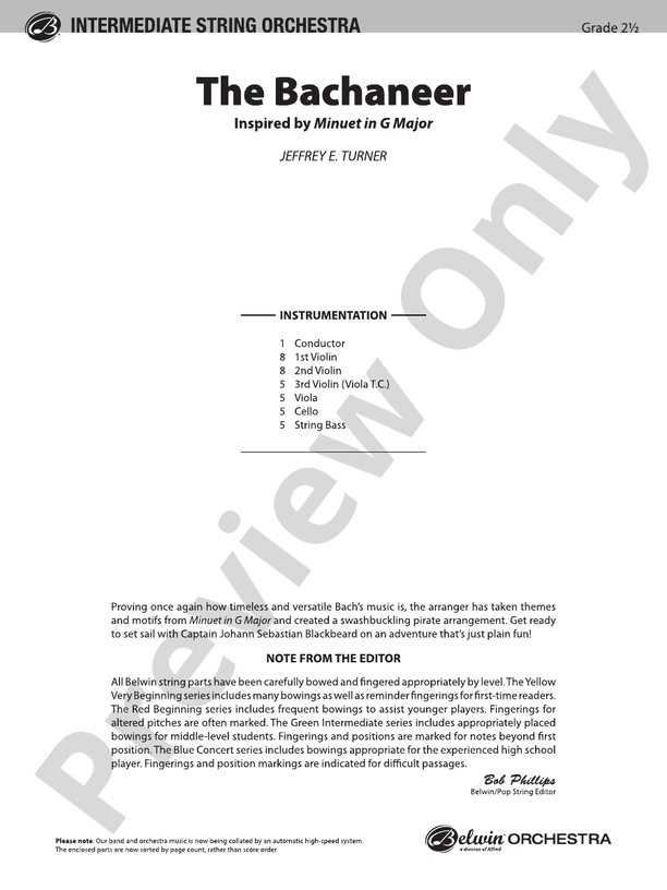 The Bachaneer – String Orchestra Conductor Score & Parts (Digital Download)