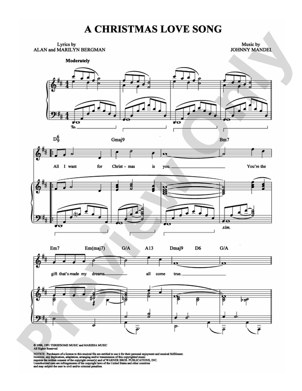 A Christmas Love Song - Johnny Mandel - PVG (Digital Download)