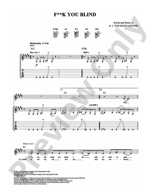 F**k You Blind - Guitar TAB (Digital Download)
