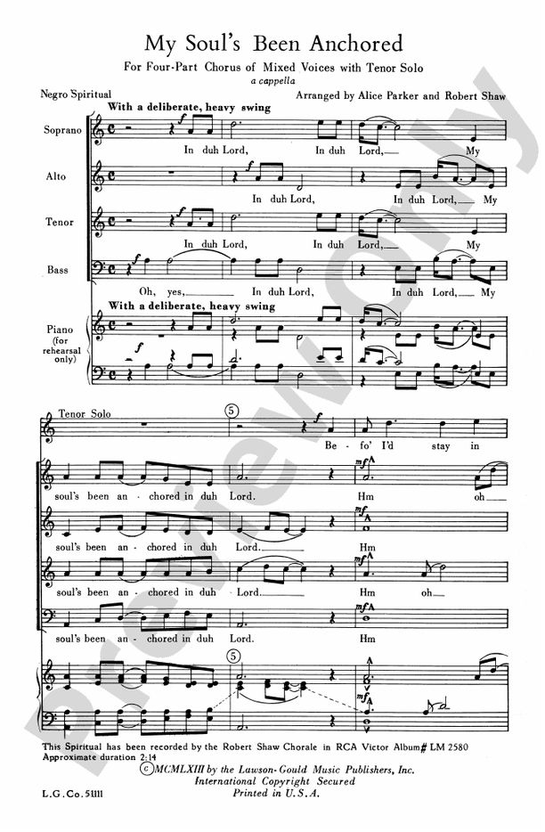 My Soul's Been Anchored – SATB Choral Octavo (Digital Download)