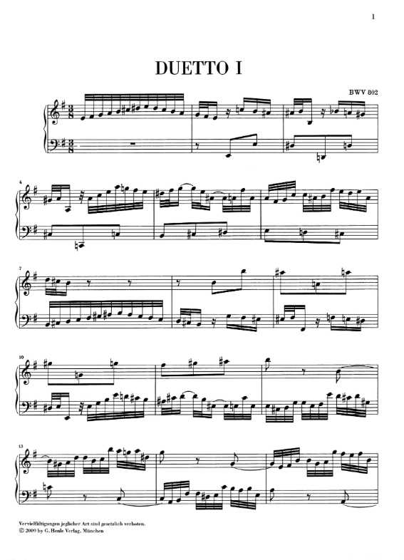 Bach - 4 Duets 4 BWV802-805 Without Fingering - Piano Solo Henle HN1161