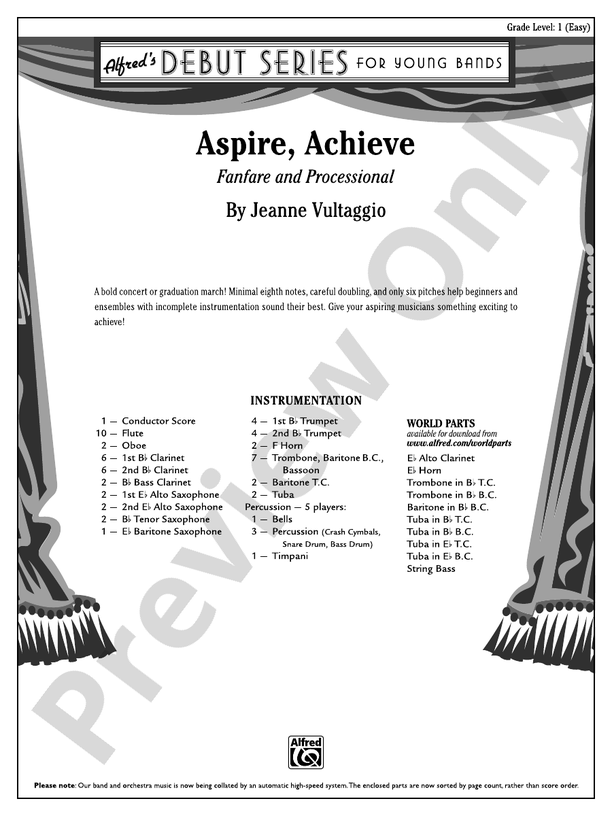 Aspire, Achieve - Concert Band Conductor Score & Parts (Digital Download)
