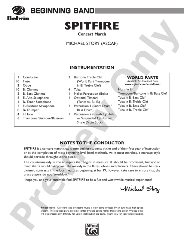 Spitfire - Concert Band Conductor Score & Parts (Digital Download)