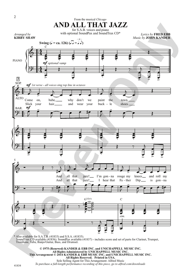And All That Jazz - SAB Choral Octavo (Digital Download)