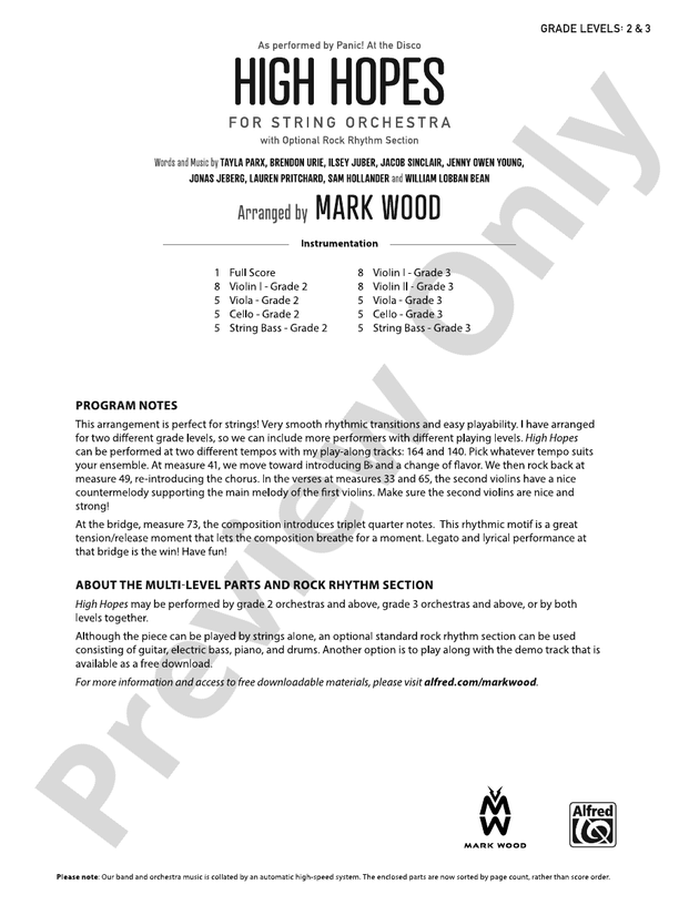 High Hopes (Grade 2-3) - String Orchestra Conductor Score & Parts (Digital Download)