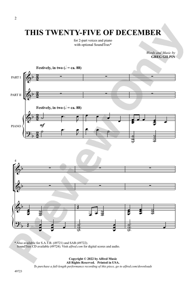This Twenty-Five of December - 2 Part Treble Choral Octavo (Digital Download)
