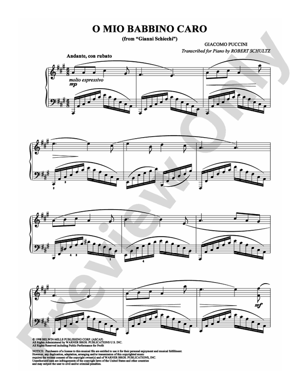 Puccini - O mio babbino caro - Piano (Digital Download)