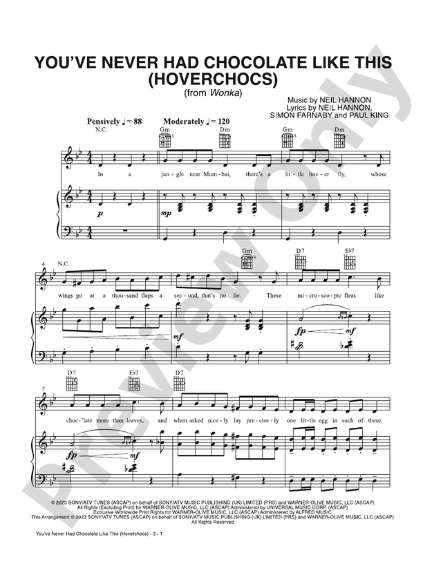 You've Never Had Chocolate Like This (Hoverchocs) (from Wonka) - PVG (Digital Download)