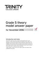 Theory Model Answer Paper 2016 Grade 5 (November Session) - Trinity College (Digital Download)