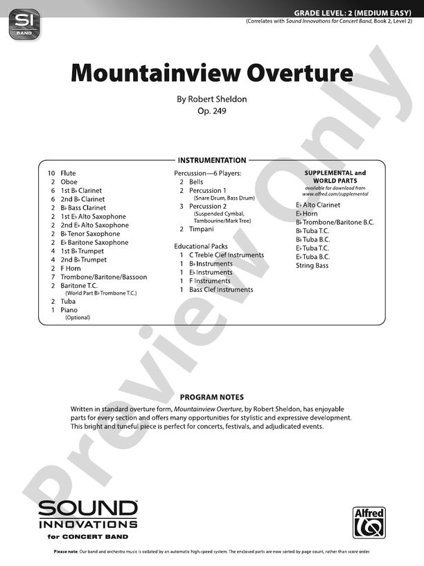 Mountainview Overture – Concert Band Conductor Score & Parts (Digital Download)
