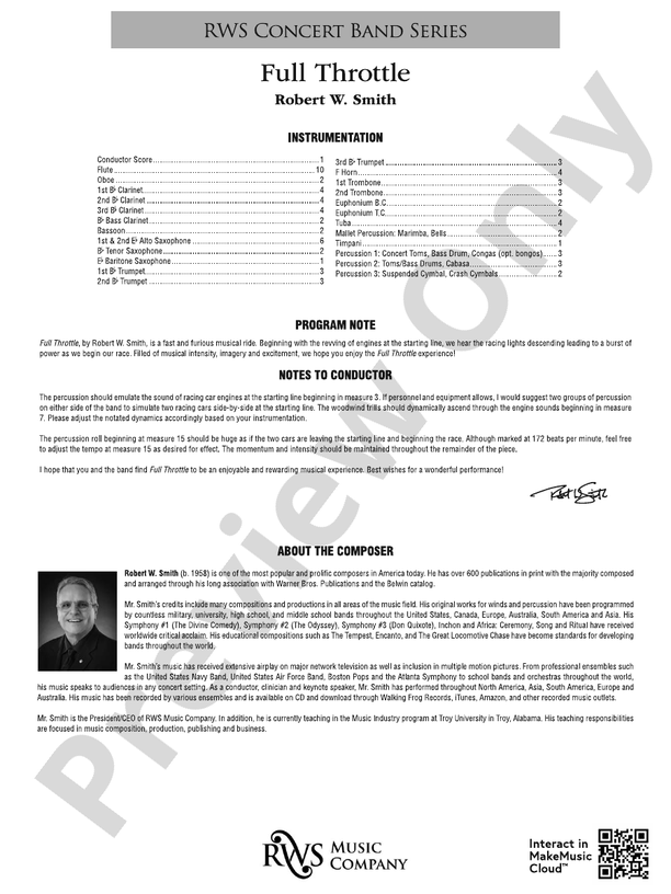 Full Throttle - Concert Band Conductor Score & Parts (Digital Download)