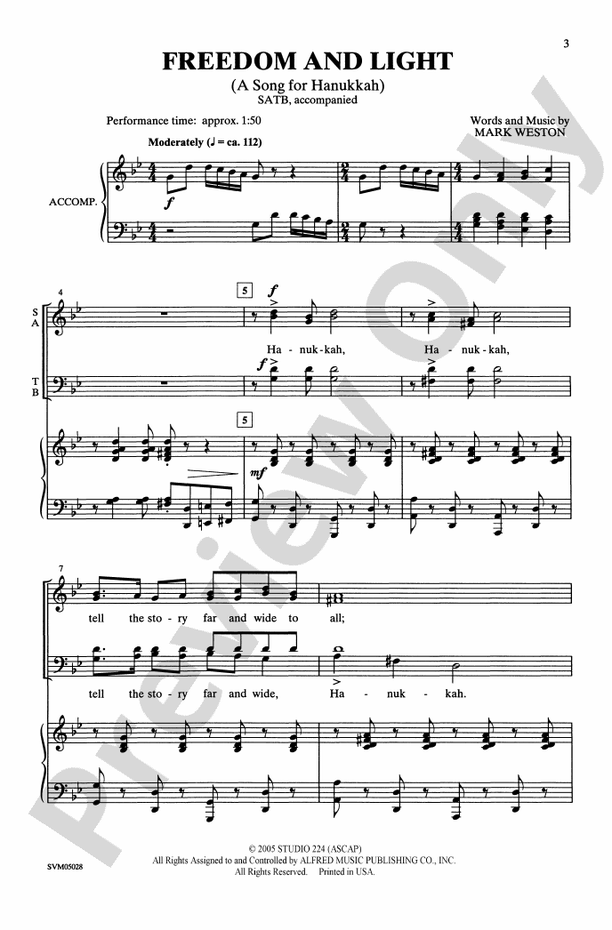 Freedom and Light (A Song for Hanukkah) – SATB Choral Octavo (Digital Download)