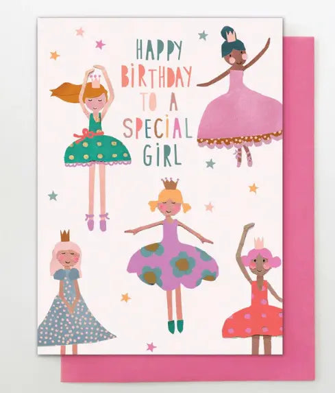 Greeting Card Happy Birthday to a Special Girl Ballerinas Dancing