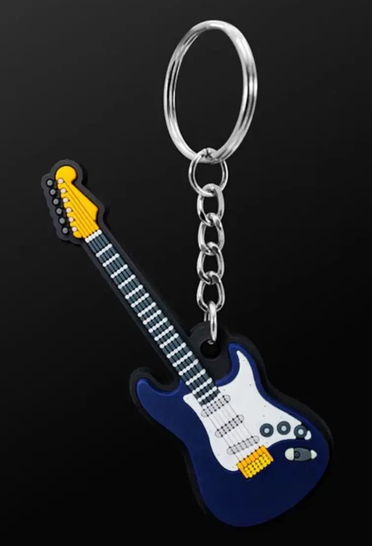 Musician Designer Electric Guitar Blue Keyring