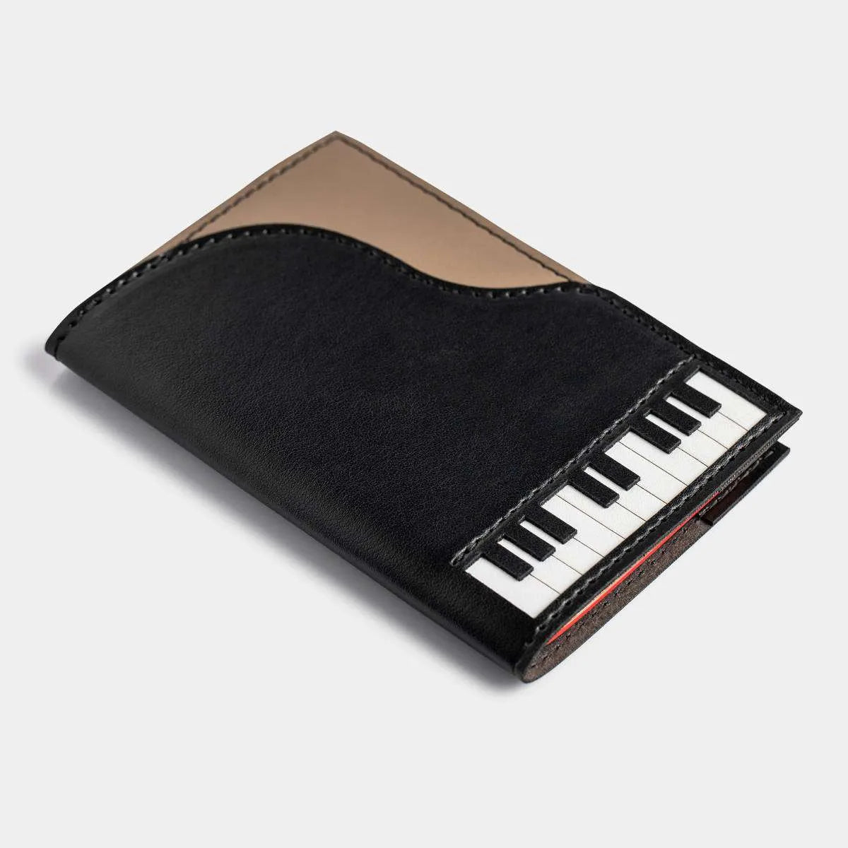 Grand Piano Passport or Notebook Holder Made from Vegan Apple Leather Vegan