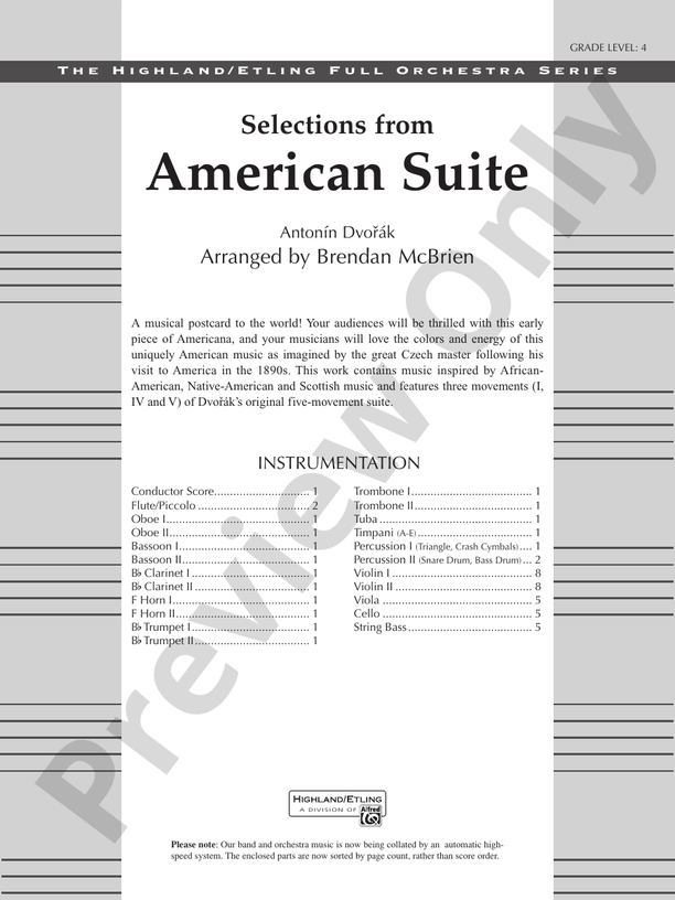 Selections from American Suite – Full Orchestra Conductor Score & Parts (Digital Download)
