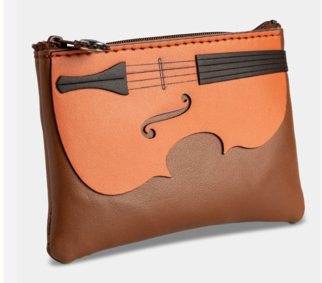 Violin, viola, or cello Coin Purse or Credit Card Holder Made from Vegan Apple Leather Vegan