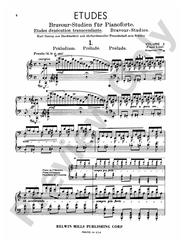 Liszt - Etudes (Volume II) - Piano Solo (Digital Download)