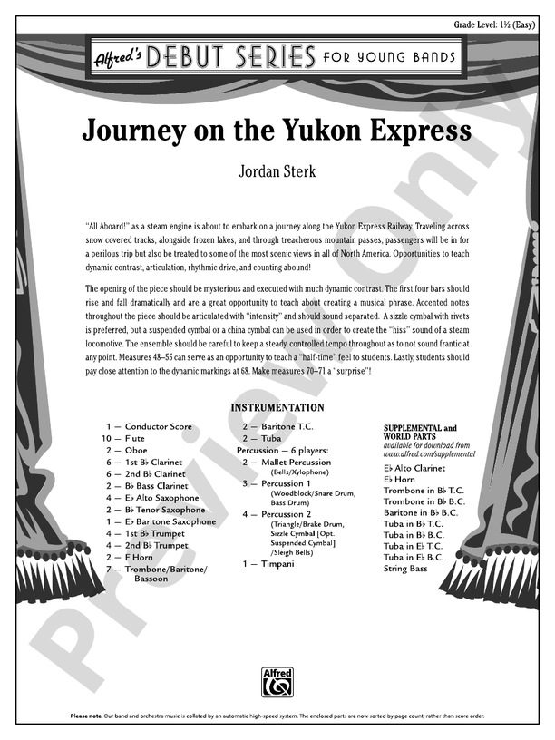 Journey on the Yukon Express - Concert Band Conductor Score & Parts (Digital Download)