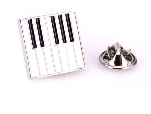 Piano Keyboard Enamel Pin/Brooch Silver