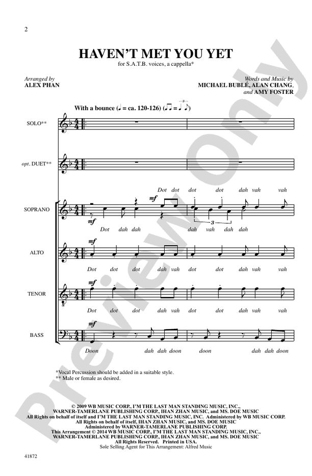 Haven't Met You Yet – SATB, a cappella Choral Octavo (Digital Download)