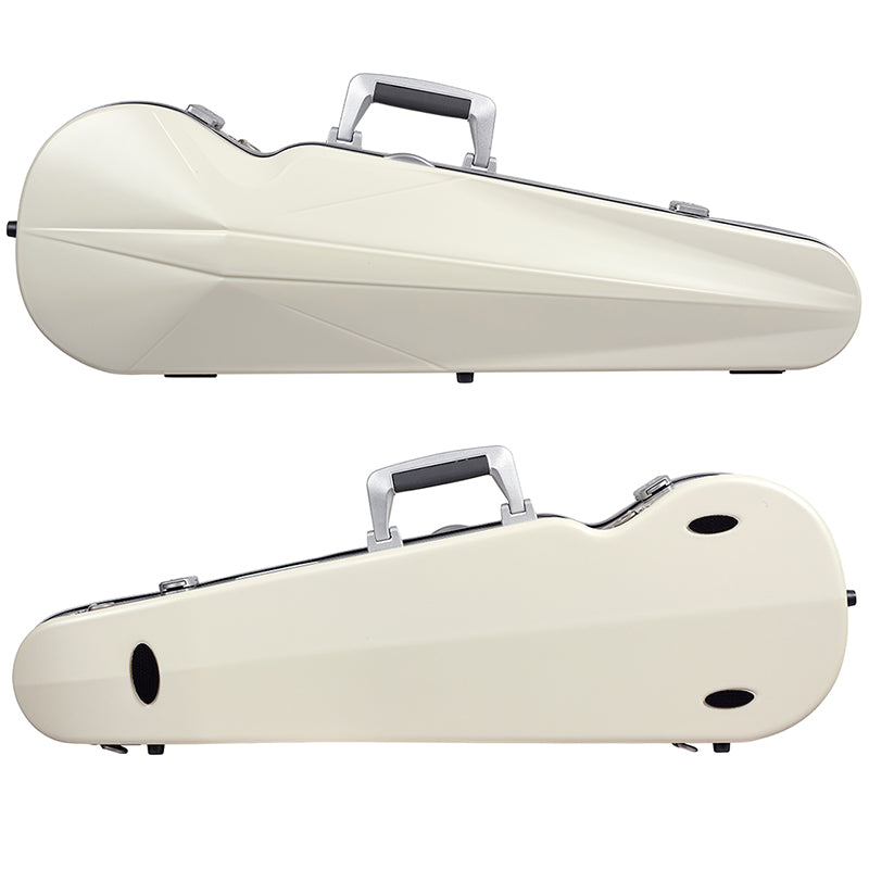 Violin Case - Bam Ice Supreme Polycarbonate Hightech Contoured, White - Silver Version, 4/4