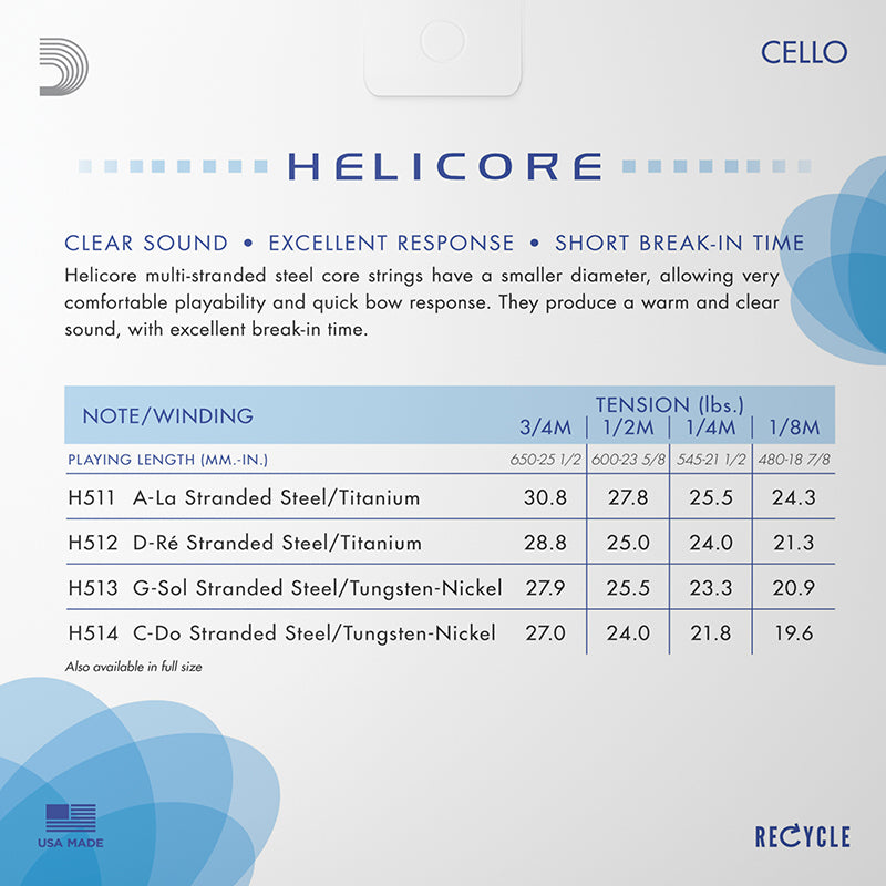 D’Addario Helicore Cello, Set, 1/8