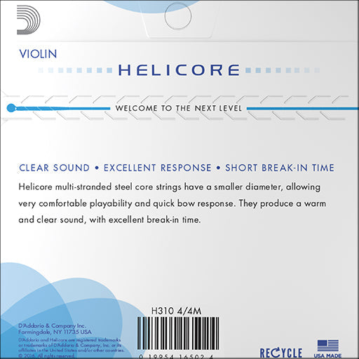 D'Addario Helicore Violin Set Med Steel E