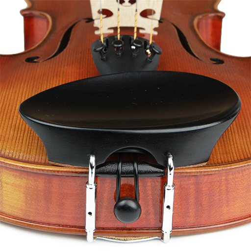 Violin Chinrest - Kreisler Flesch New Ebony 1/2-1/4 Chrome Fittings