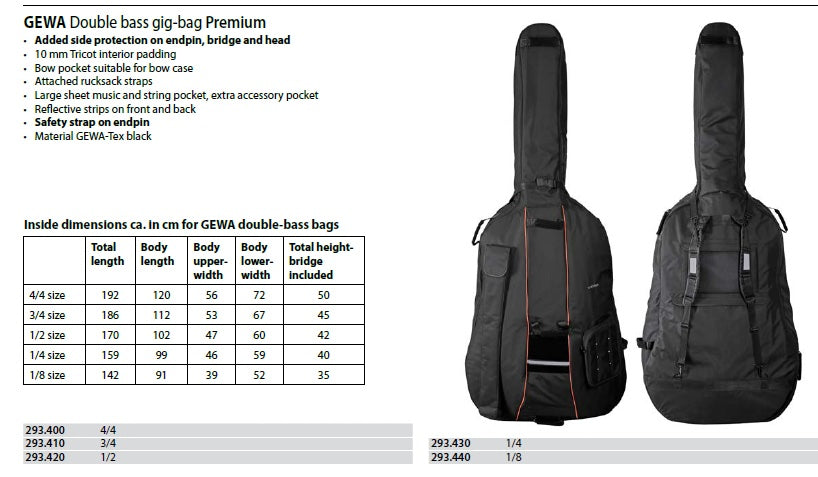 GEWA Premium Double Bass Gig Bag 1/4