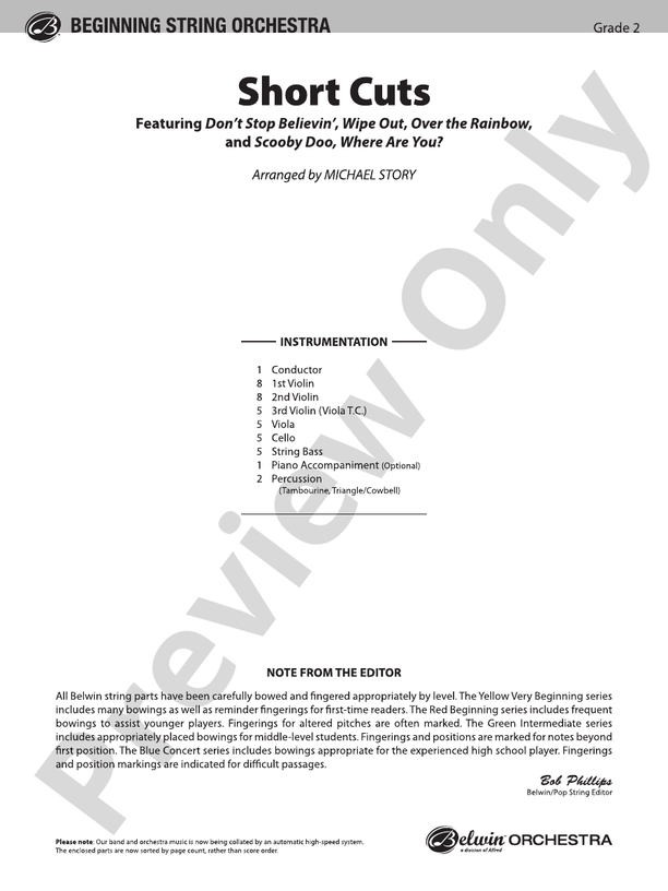 Short Cuts - String Orchestra Conductor Score & Parts (Digital Download)