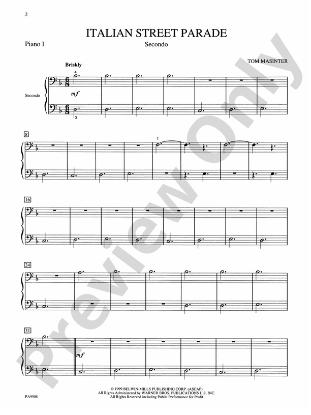 Italian Street Parade - 2 Pianos, 8 Hands (Digital Download)