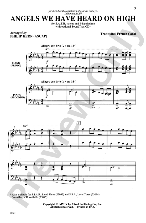 Angels We Have Heard on High - Arr. Philip Kern – SATB Choral Octavo (Digital Download)